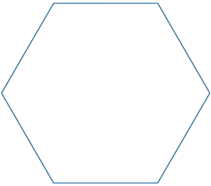 Thin blue hexagon outline